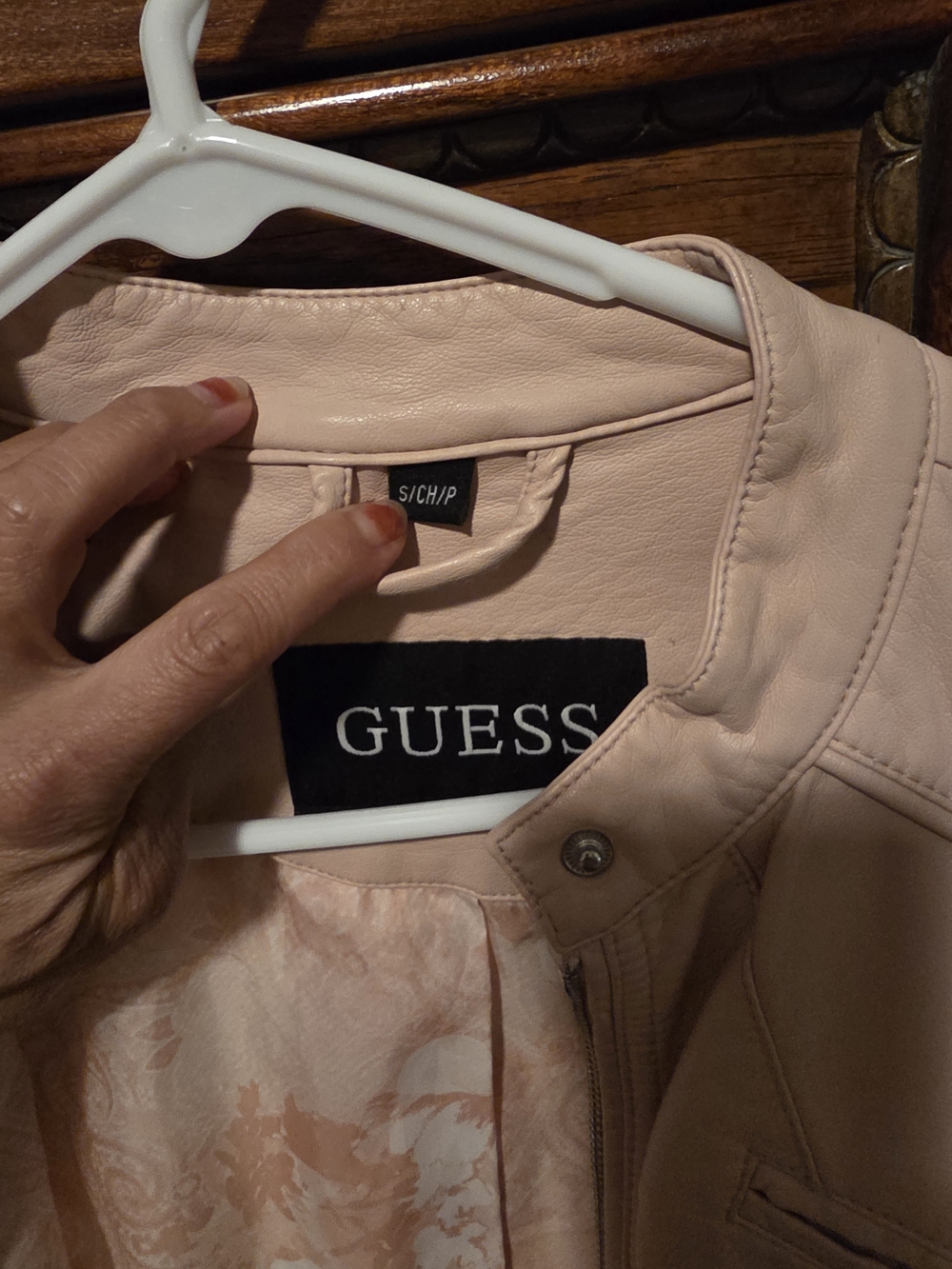 GUESS Blush Pink Faux Leather Moto Jacket